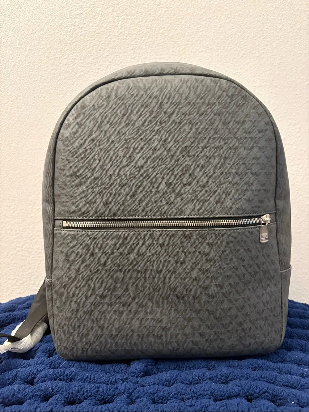 Emporio Armani Black Logo-Print Backpack Interior